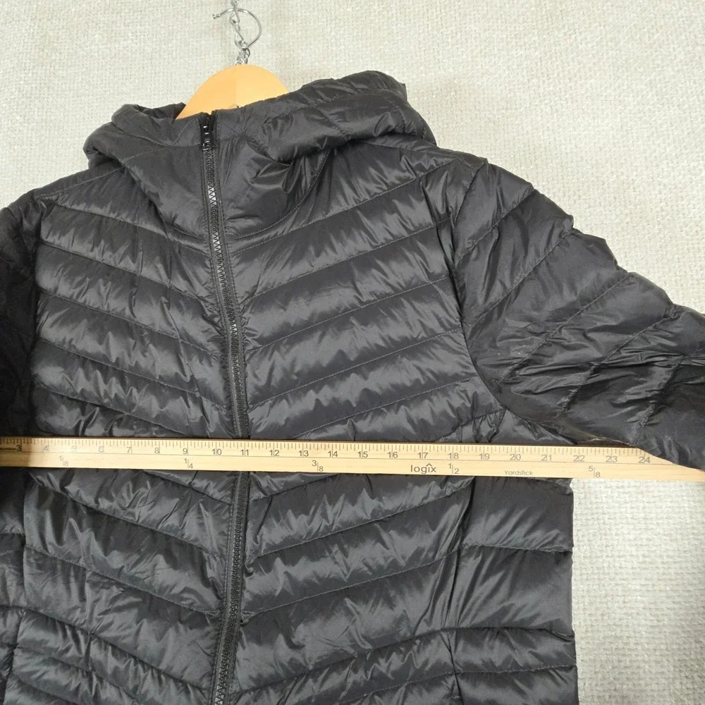 Lands End Kids Black Down Puffer Jacket Hooded Quilted Coat L 14-16 518697